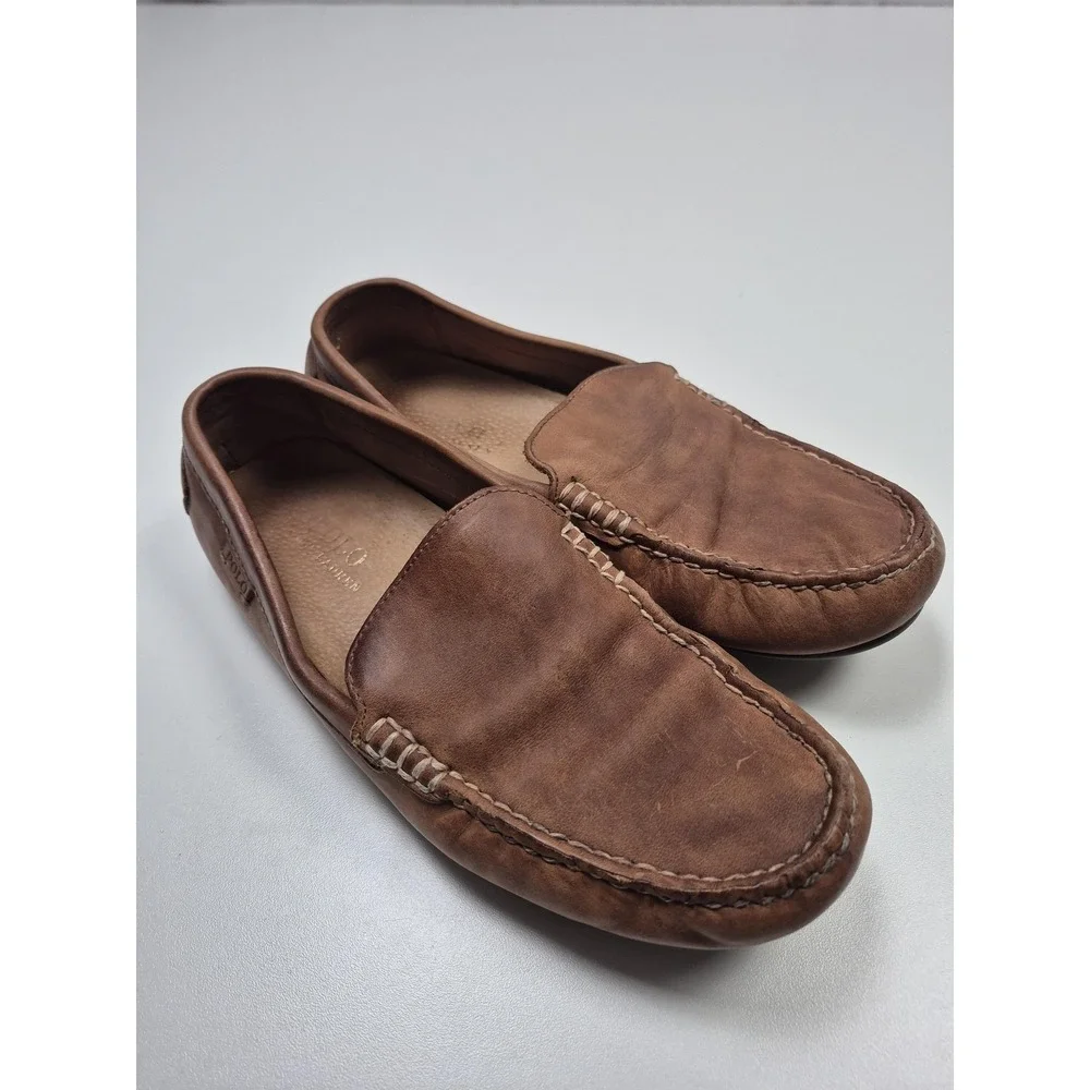 Polo Ralph Lauren Woodley Shoes Mens Size 8.5 D Brown Leather Loafers Driving